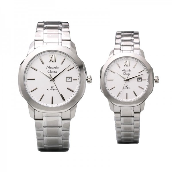 Alexandre Christie AC 8619 Silver White Couple